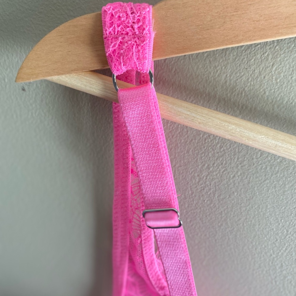 VICTORIA'S SECRET DREAM ANGELS PINK UNLINED LACE UP BRA CORSET TOP M DD New - Picture 7 of 12